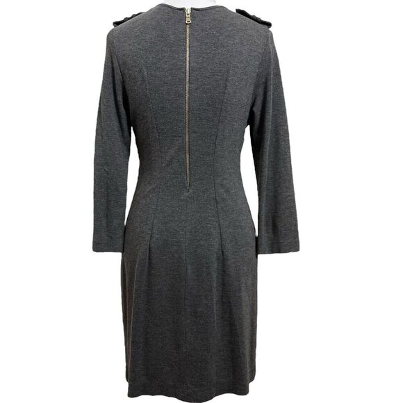 Sandro Scoop Neck Sheath Dress Women’s Size 8 Gray Mini Back Zip Pockets - Picture 3 of 13